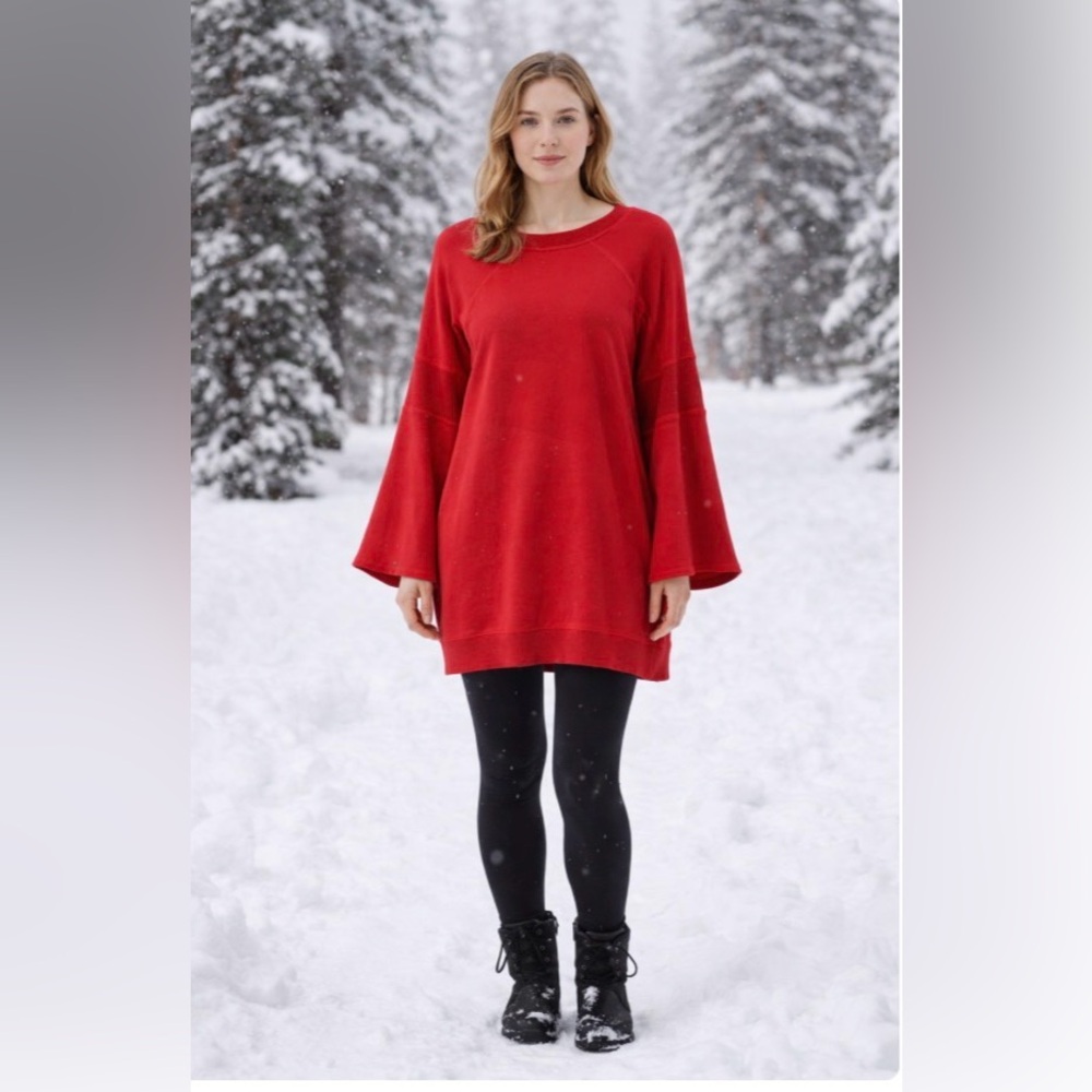 Red Oversized bell sleeve sweatshirt